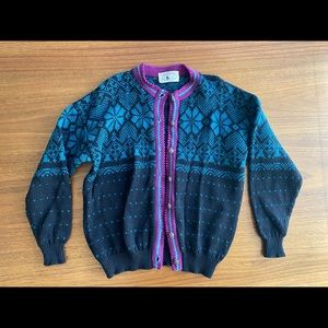 Vintage 100% Wool Acadia National Park Fair Isle Sweater Cardigan Medium Unisex